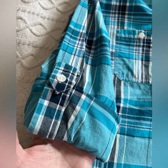 NWT Men's Urban Pipeline Turquoise Plaid Shirt Size Medium - Picture 9 of 13